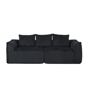 English Elm Minimalist Curved Corduroy 3 Seater Sofa with Ergonomic Backrest for Modern Living W3505P505130