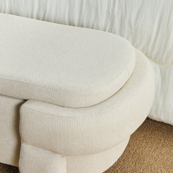 English Elm 48.8 Inch Chenille Storage Ottoman Bench with Lift Top for Bedroom or Entryway Beige W3505P517419