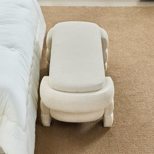 English Elm 48.8 Inch Chenille Storage Ottoman Bench with Lift Top for Bedroom or Entryway Beige W3505P517419