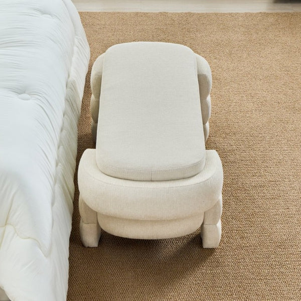 English Elm 48.8 Inch Chenille Storage Ottoman Bench with Lift Top for Bedroom or Entryway Beige W3505P517419