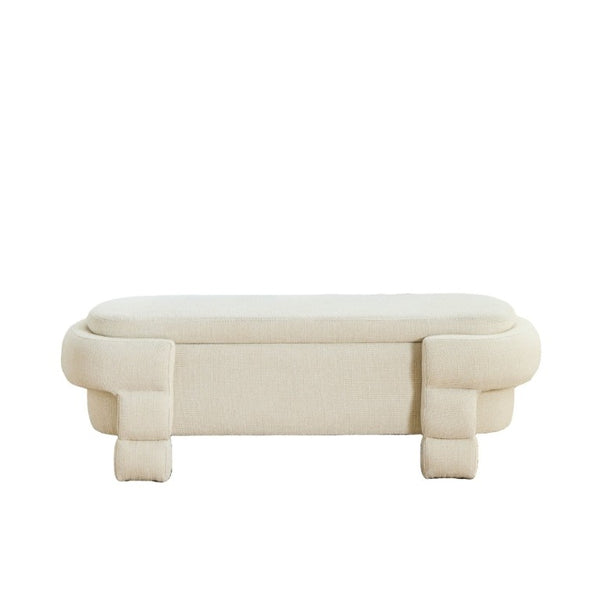 English Elm 48.8 Inch Chenille Storage Ottoman Bench with Lift Top for Bedroom or Entryway Beige W3505P517419