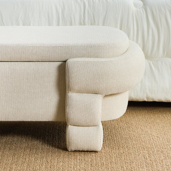 English Elm 48.8 Inch Chenille Storage Ottoman Bench with Lift Top for Bedroom or Entryway Beige W3505P517419