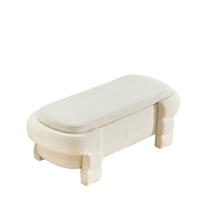 English Elm 48.8 Inch Chenille Storage Ottoman Bench with Lift Top for Bedroom or Entryway Beige W3505P517419