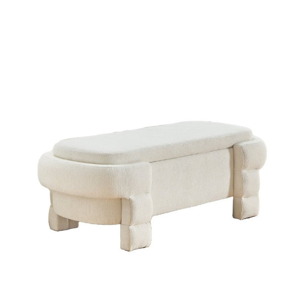 English Elm 48.8 Inch Chenille Storage Ottoman Bench with Lift Top for Bedroom or Entryway Beige W3505P517419