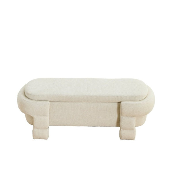 English Elm 48.8 Inch Chenille Storage Ottoman Bench with Lift Top for Bedroom or Entryway Beige W3505P517419