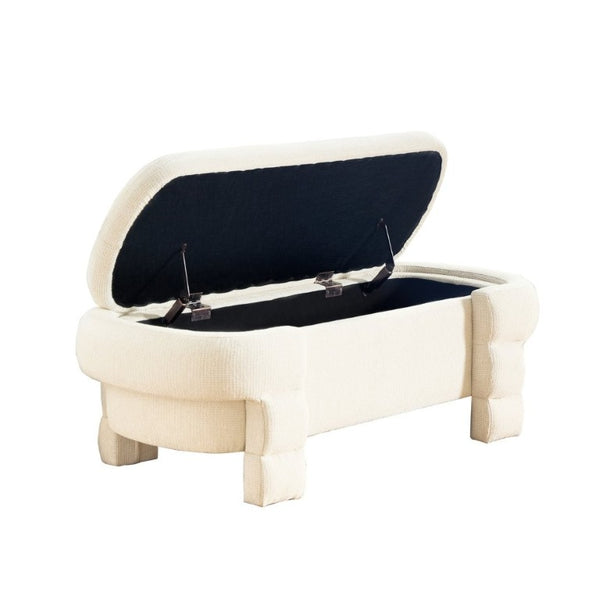 English Elm 48.8 Inch Chenille Storage Ottoman Bench with Lift Top for Bedroom or Entryway Beige W3505P517419