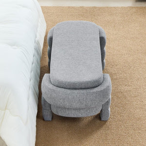 English Elm 48.8 Inch Chenille Storage Ottoman Bench with Lift Top for Bedroom or Entryway Gray W3505P517420