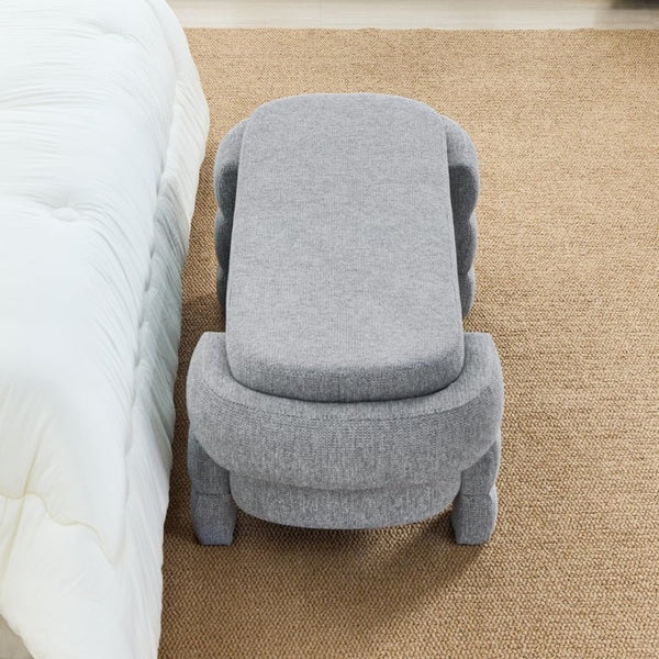 English Elm 48.8 Inch Chenille Storage Ottoman Bench with Lift Top for Bedroom or Entryway Gray W3505P517420