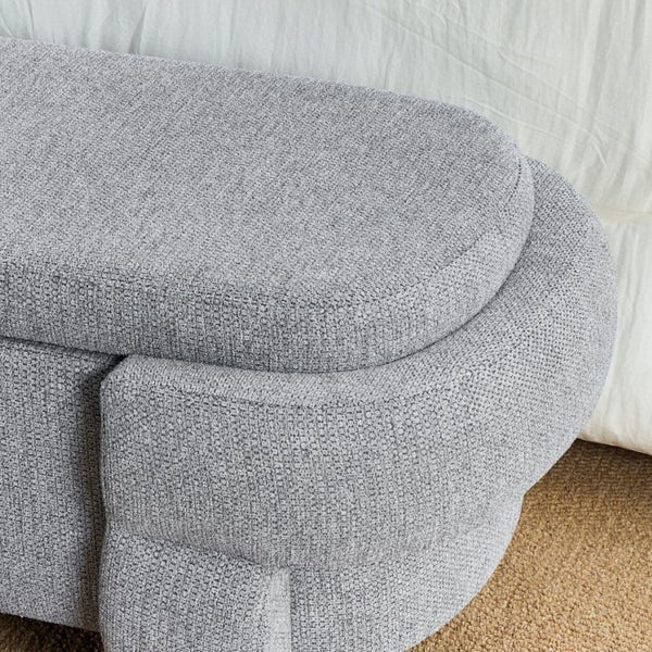 English Elm 48.8 Inch Chenille Storage Ottoman Bench with Lift Top for Bedroom or Entryway Gray W3505P517420