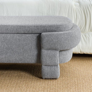 English Elm 48.8 Inch Chenille Storage Ottoman Bench with Lift Top for Bedroom or Entryway Gray W3505P517420