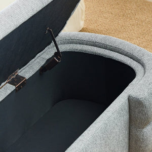 English Elm 48.8 Inch Chenille Storage Ottoman Bench with Lift Top for Bedroom or Entryway Gray W3505P517420