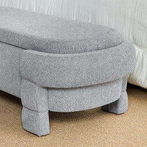 English Elm 48.8 Inch Chenille Storage Ottoman Bench with Lift Top for Bedroom or Entryway Gray W3505P517420