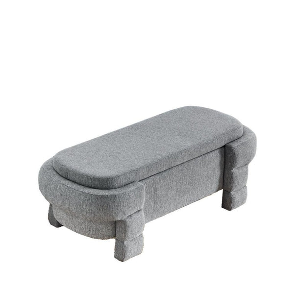 English Elm 48.8 Inch Chenille Storage Ottoman Bench with Lift Top for Bedroom or Entryway Gray W3505P517420
