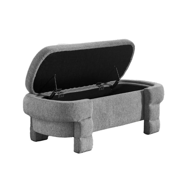 English Elm 48.8 Inch Chenille Storage Ottoman Bench with Lift Top for Bedroom or Entryway Gray W3505P517420