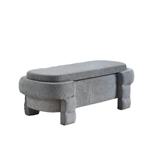 English Elm 48.8 Inch Chenille Storage Ottoman Bench with Lift Top for Bedroom or Entryway Gray W3505P517420