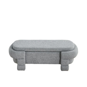 English Elm 48.8 Inch Chenille Storage Ottoman Bench with Lift Top for Bedroom or Entryway Gray W3505P517420