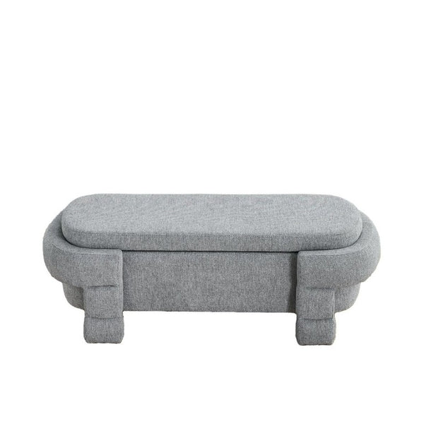 English Elm 48.8 Inch Chenille Storage Ottoman Bench with Lift Top for Bedroom or Entryway Gray W3505P517420