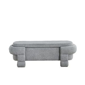 English Elm 48.8 Inch Chenille Storage Ottoman Bench with Lift Top for Bedroom or Entryway Gray W3505P517420