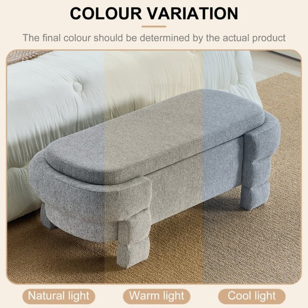 English Elm 48.8 Inch Chenille Storage Ottoman Bench with Lift Top for Bedroom or Entryway Gray W3505P517420
