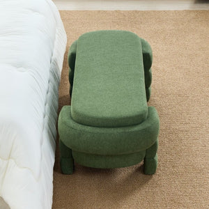 English Elm 48.8 Inch Chenille Storage Ottoman Bench with Lift Top for Bedroom or Entryway Green W3505P517421