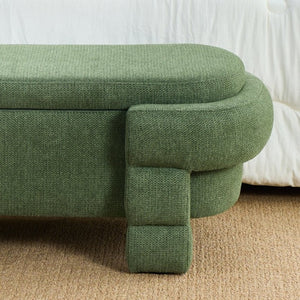 English Elm 48.8 Inch Chenille Storage Ottoman Bench with Lift Top for Bedroom or Entryway Green W3505P517421
