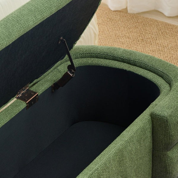 English Elm 48.8 Inch Chenille Storage Ottoman Bench with Lift Top for Bedroom or Entryway Green W3505P517421