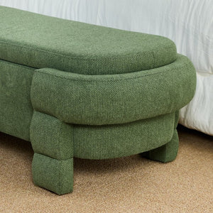 English Elm 48.8 Inch Chenille Storage Ottoman Bench with Lift Top for Bedroom or Entryway Green W3505P517421