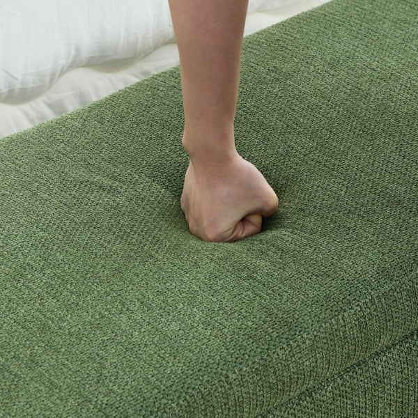 English Elm 48.8 Inch Chenille Storage Ottoman Bench with Lift Top for Bedroom or Entryway Green W3505P517421