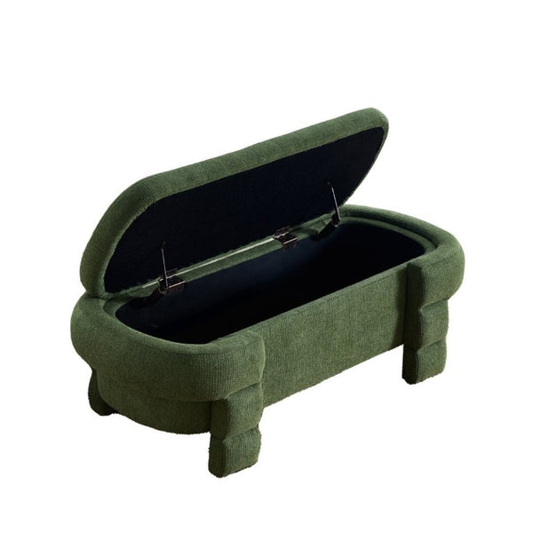 English Elm 48.8 Inch Chenille Storage Ottoman Bench with Lift Top for Bedroom or Entryway Green W3505P517421