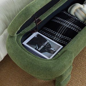 English Elm 48.8 Inch Chenille Storage Ottoman Bench with Lift Top for Bedroom or Entryway Green W3505P517421