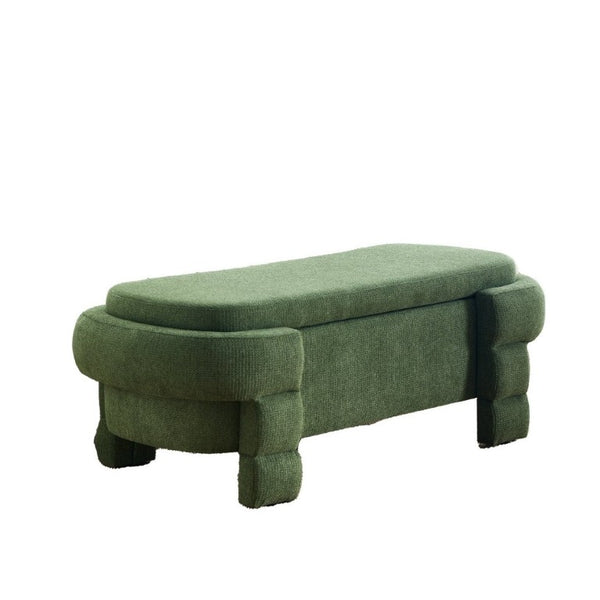 English Elm 48.8 Inch Chenille Storage Ottoman Bench with Lift Top for Bedroom or Entryway Green W3505P517421