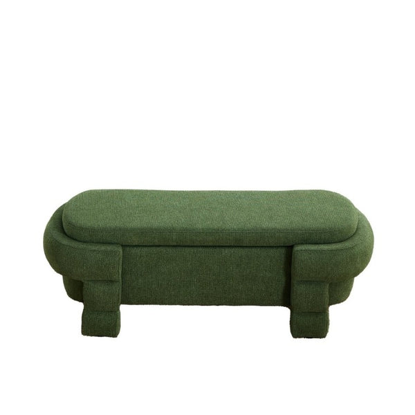 English Elm 48.8 Inch Chenille Storage Ottoman Bench with Lift Top for Bedroom or Entryway Green W3505P517421