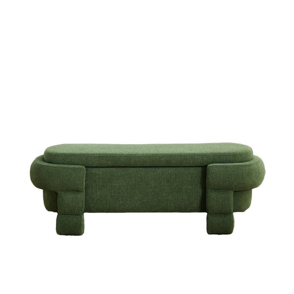 English Elm 48.8 Inch Chenille Storage Ottoman Bench with Lift Top for Bedroom or Entryway Green W3505P517421