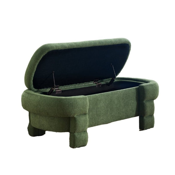English Elm 48.8 Inch Chenille Storage Ottoman Bench with Lift Top for Bedroom or Entryway Green W3505P517421