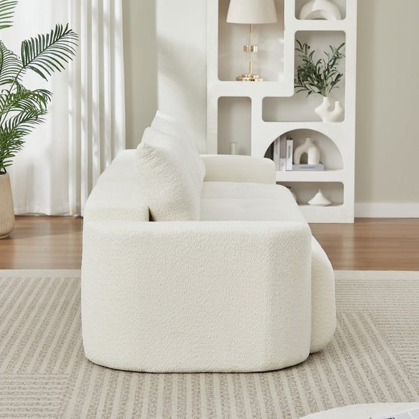 English Elm Chenille Cloud Sofa Deep Plush Seating Sculptural Tufted Upholstery for Modern Living Rooms Beige W3505S00062