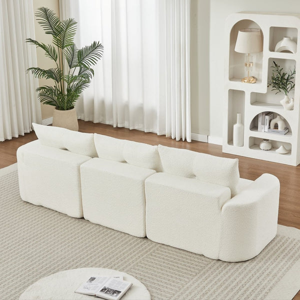 English Elm Chenille Cloud Sofa Deep Plush Seating Sculptural Tufted Upholstery for Modern Living Rooms Beige W3505S00062