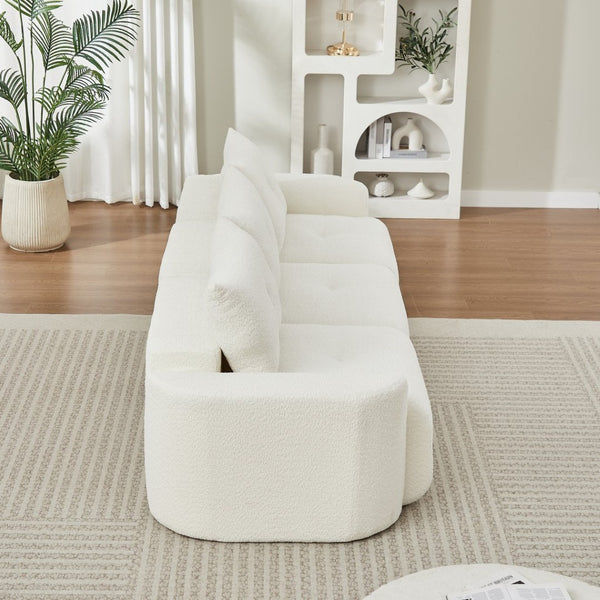 English Elm Chenille Cloud Sofa Deep Plush Seating Sculptural Tufted Upholstery for Modern Living Rooms Beige W3505S00062