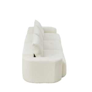 English Elm Chenille Cloud Sofa Deep Plush Seating Sculptural Tufted Upholstery for Modern Living Rooms Beige W3505S00062