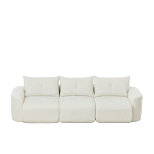 English Elm Chenille Cloud Sofa Deep Plush Seating Sculptural Tufted Upholstery for Modern Living Rooms Beige W3505S00062