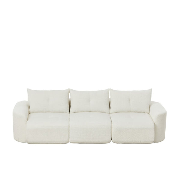 English Elm Chenille Cloud Sofa Deep Plush Seating Sculptural Tufted Upholstery for Modern Living Rooms Beige W3505S00062