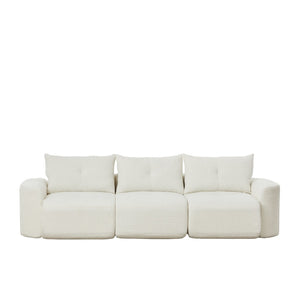 English Elm Chenille Cloud Sofa Deep Plush Seating Sculptural Tufted Upholstery for Modern Living Rooms Beige W3505S00062