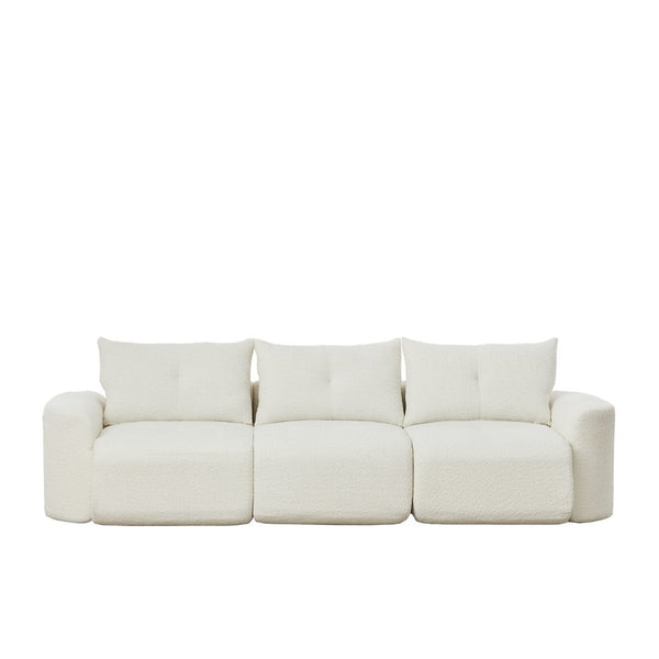 English Elm Chenille Cloud Sofa Deep Plush Seating Sculptural Tufted Upholstery for Modern Living Rooms Beige W3505S00062