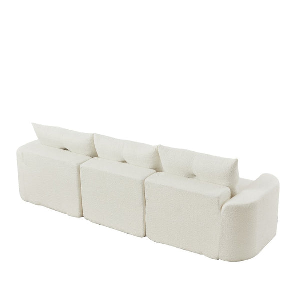 English Elm Chenille Cloud Sofa Deep Plush Seating Sculptural Tufted Upholstery for Modern Living Rooms Beige W3505S00062