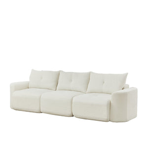 English Elm Chenille Cloud Sofa Deep Plush Seating Sculptural Tufted Upholstery for Modern Living Rooms Beige W3505S00062