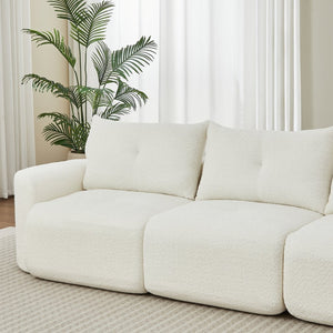 English Elm Chenille Cloud Sofa Deep Plush Seating Sculptural Tufted Upholstery for Modern Living Rooms Beige W3505S00062