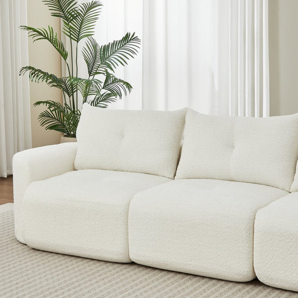 English Elm Chenille Cloud Sofa Deep Plush Seating Sculptural Tufted Upholstery for Modern Living Rooms Beige W3505S00062