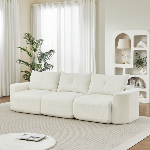 English Elm Chenille Cloud Sofa Deep Plush Seating Sculptural Tufted Upholstery for Modern Living Rooms Beige W3505S00062