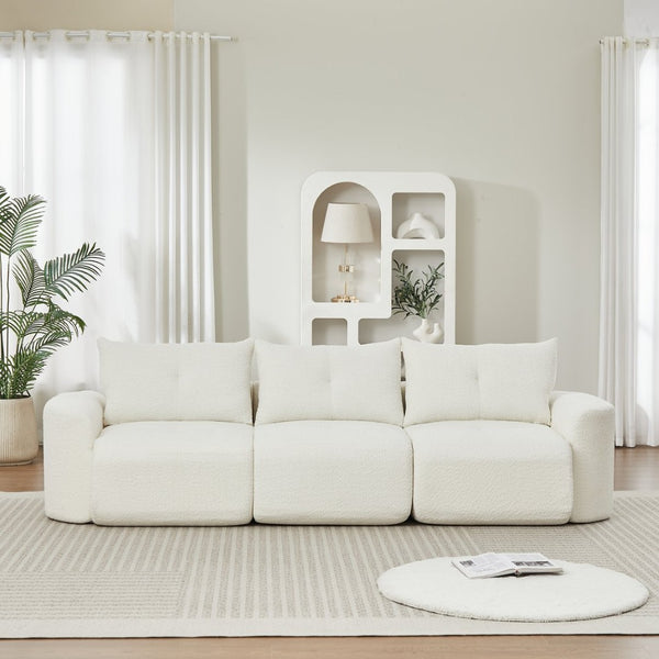 English Elm Chenille Cloud Sofa Deep Plush Seating Sculptural Tufted Upholstery for Modern Living Rooms Beige W3505S00062