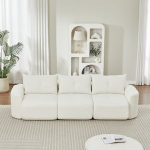 English Elm Chenille Cloud Sofa Deep Plush Seating Sculptural Tufted Upholstery for Modern Living Rooms Beige W3505S00062