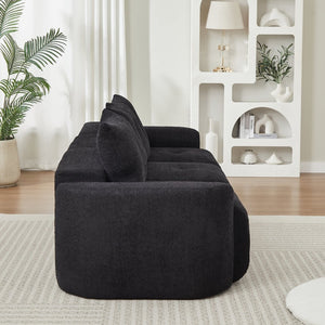 English Elm Chenille Cloud Sofa Deep Plush Seating Sculptural Tufted Upholstery for Modern Living Rooms Black W3505S00063